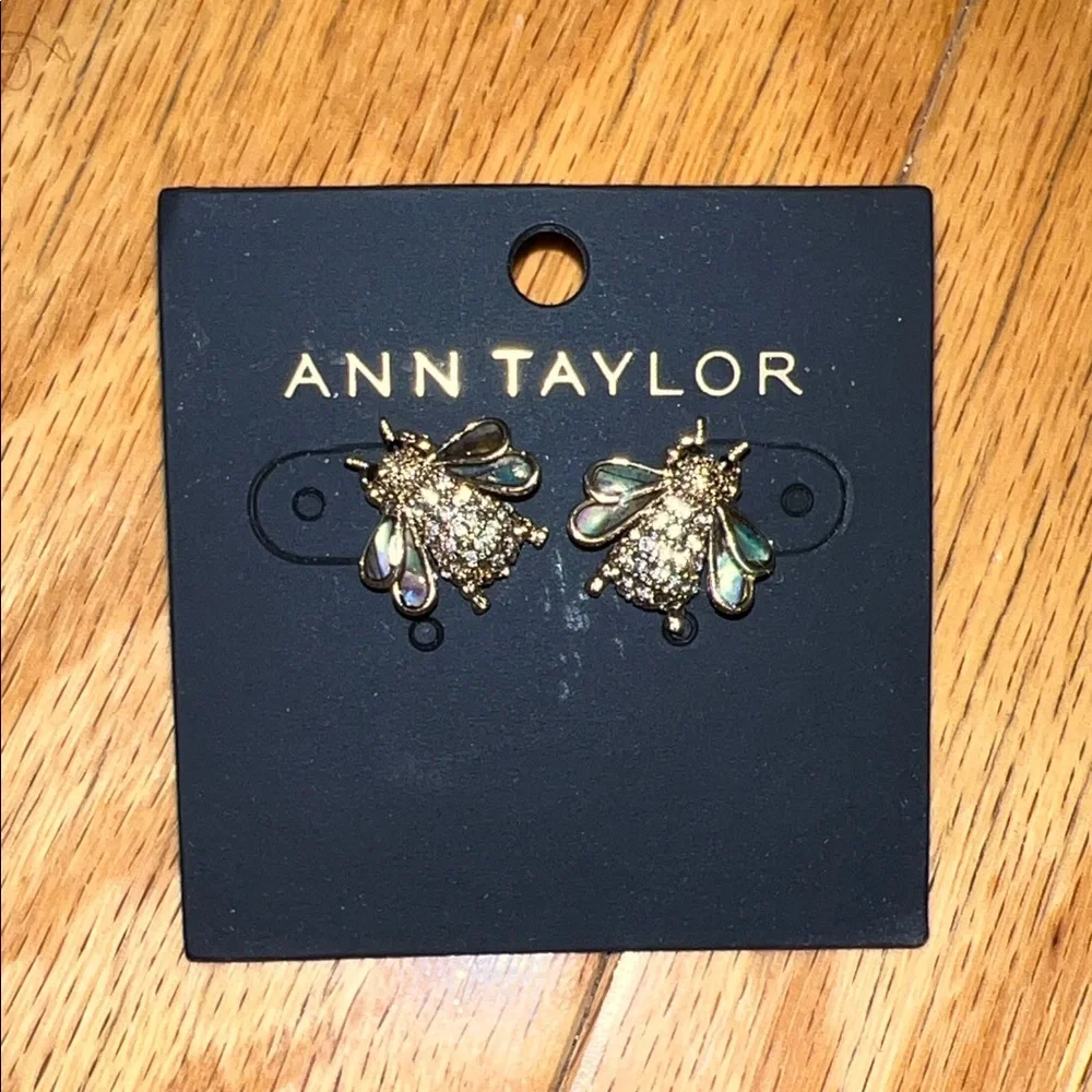 Ann Taylor Gold and Iridescent Bee Earrings - Picture 2 of 2